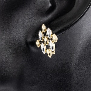 Cercei aur galben 14 K colectie ITALIA model GEOMETRIC - Img 3