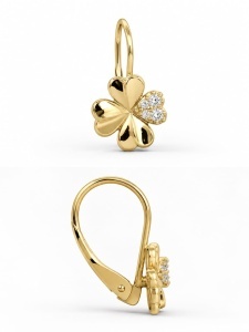 Cercei aur galben 14 K colectie ITALIA model TRIFOI - Img 2