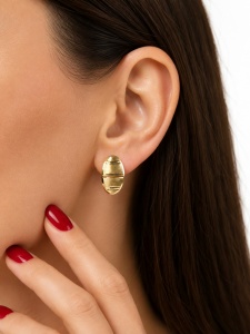 Cercei aur galben 14 K model OVAL