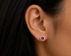 Cercei aur galben 14 K model ROTUND - RED