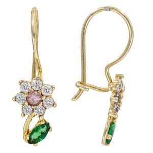 Cercei copii aur galben 14 K model FLORICICA - GREEN - Img 2