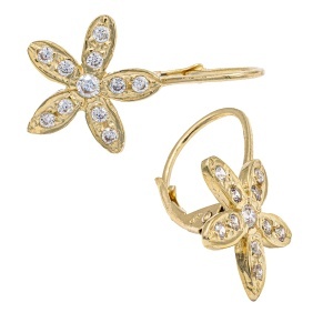 Cercei din aur 14 K colectie noua ITALIA model FLOARE - Img 2