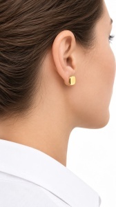 Cercei din aur galben 14 K colectie noua ITALIA model PATRAT - Img 3