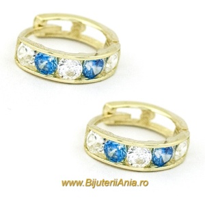 Cercei nou nascuti aur galben 14 K model TORTITA - BLUE - Img 2