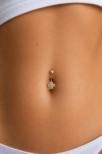Cercel pentru buric aur galben 14 K model FLOARE - Img 2