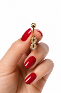 Cercel pentru buric aur galben 14 K model INFINITY - Img 2