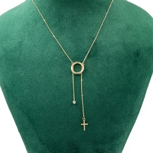 Colier aur galben 14 K model CERC SI CRUCIULITA - Img 2