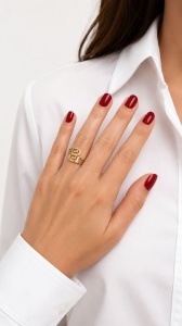 Inel aur galben 14 K model GEOMETRIC