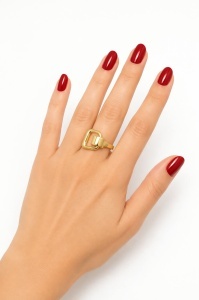 Inel aur galben 14 K model GEOMETRIC
