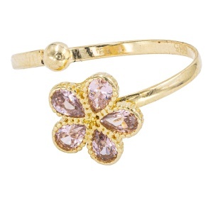 Inel copii aur galben 14 K model FLOARE - PINK