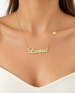 Lant cu nume aur galben 14 K model NUME - LAVINIA
