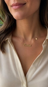 Lant cu pandantiv aur 14 K model NUME - CRISTINA
