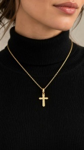 Lant cu pandantiv aur galben 14 K colectie ITALIA model CRUCE