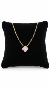 Lant cu pandantiv aur galben 14 K model FLOARE - PINK - Img 2