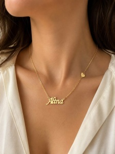 Lant cu pandantiv aur galben 14 K model NUME - ALINA