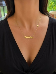 Lant cu pandantiv aur galben 14 K model NUME - MADALINA