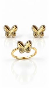Set aur galben 14 K colectie noua ITALIA model FLUTURAS
