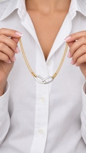 Set aur galben si aur alb 14 K colectie noua ITALIA model OVAL - Img 2