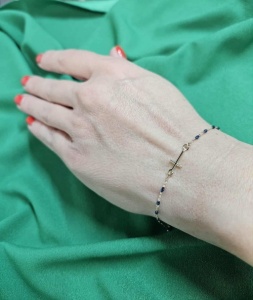 Bijuterii aur galben 14 K bratara colectie noua ITALIA model CRUCE - BLUE
