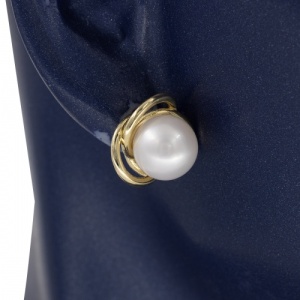 Bijuterii aur galben 14 K cercei colectie noua ITALIA model TURBAN - PERLA - Img 3
