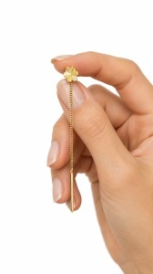 Bijuterii aur galben 14 K cercei cu lant colectie noua FLOARE - Img 2