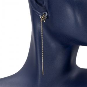 Bijuterii aur galben 14 K cercei cu lant colectie noua model STELUTA DE MARE - BLACK - Img 2