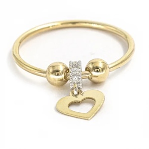 Bijuterii aur galben 14 K inel colectie noua model CHARM - INIMA - Img 3