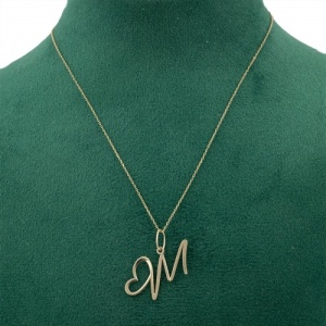 Bijuterii aur galben 14 K lant cu pandantiv colectie noua GRECIA model LITERA M