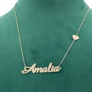 Bijuterii aur galben 14 K lant cu pandantiv colectie noua model nume AMALIA - Img 2