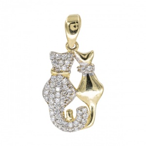 Bijuterii aur galben 14 K pandantiv colectie noua model PISICILE ARISTOCRATE
