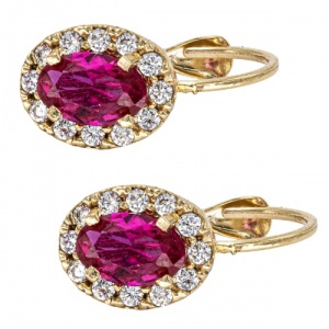 Bijuterii aur galben cercei colectie noua ITALIA model OVAL - RED