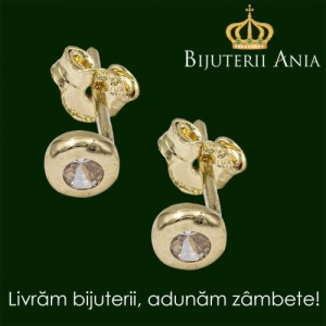Bijuterii aur galben cercei colectie noua model PIETRICICA - WHITE