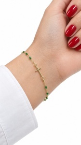 Bratara aur galben 14 K colectie ITALIA model CRUCE - GREEN - Img 2