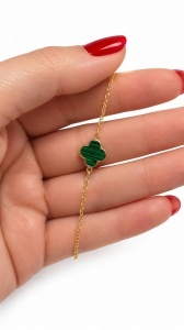 Bratara aur galben 14 K colectie ITALIA model FLOARE - GREEN - Img 3