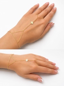 Bratara cu inel aur galben 14 K model FLOARE - Img 2