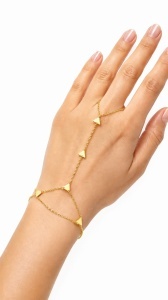 Bratara cu inel aur galben 14 K model TRIUNGHI
