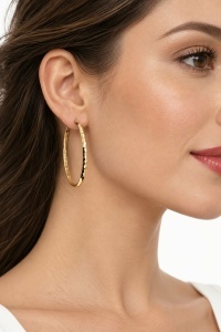 Cercei aur galben 14 K colectie ITALIA model CREOLI - FATETAT 5.4 cm