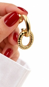 Cercei aur galben 14 K colectie ITALIA model OVAL - Img 2