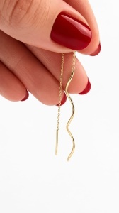 Cercei aur galben 14 K colectie noua ITALIA model SPIRALA - Img 2