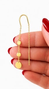 Cercei cu lant aur galben 14 K colectie noua model BANUTI