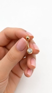Cercel pentru buric aur galben 14 K model ASPIRINA
