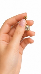 Cercel pentru buric aur galben 14 K model ROTUND - Img 2