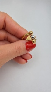 Inel aur galben 14 K model BILUTE SI TRIUNGHI - Img 2
