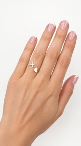 Inel aur galben 14 K model INIMA SI CRUCE