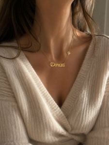 Lant cu nume aur galben 14 K model NUME - DENISA