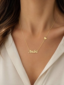 Lant cu pandantiv aur galben 14 K model NUME - ANDRA