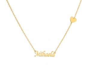 Lant cu pandantiv aur galben 14 K model NUME - MIHAELA - Img 2