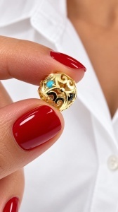 Pandantiv aur galben 14 K model CHARM - OVAL - Img 2
