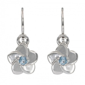 Bijuterii aur alb 14 K cercei copii piatra naturala colectie noua model FLOARE - BLUE TOPAZ