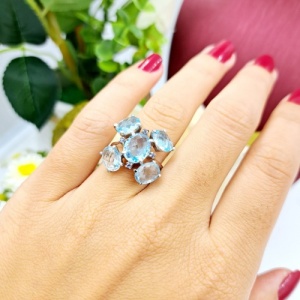 Bijuterii aur alb inel colectie noua ITALIA LUXURY - BLUE TOPAZ